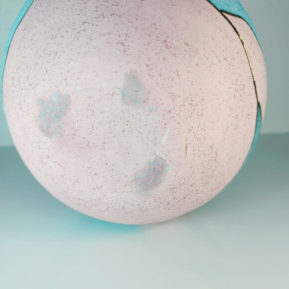 Vintage Southwest Pottery Round Ceramic Vase Gold Trim Mountain Desert Scene - Picture 6 of 6